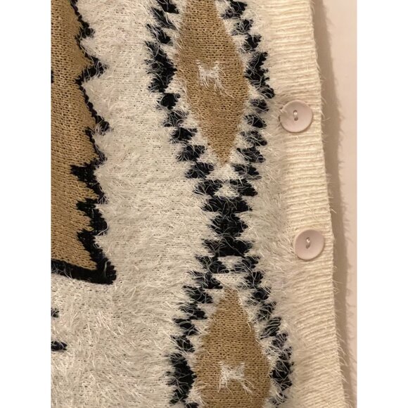 Wishlist S/M Sweater Smock Aztec Soft Buttons Hook & Eye Oversized Outdoors - Picture 10 of 14